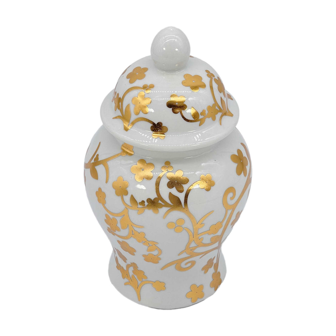 Small Chinoiserie Ceramic Decorative Tea & Ginger Jar 8"