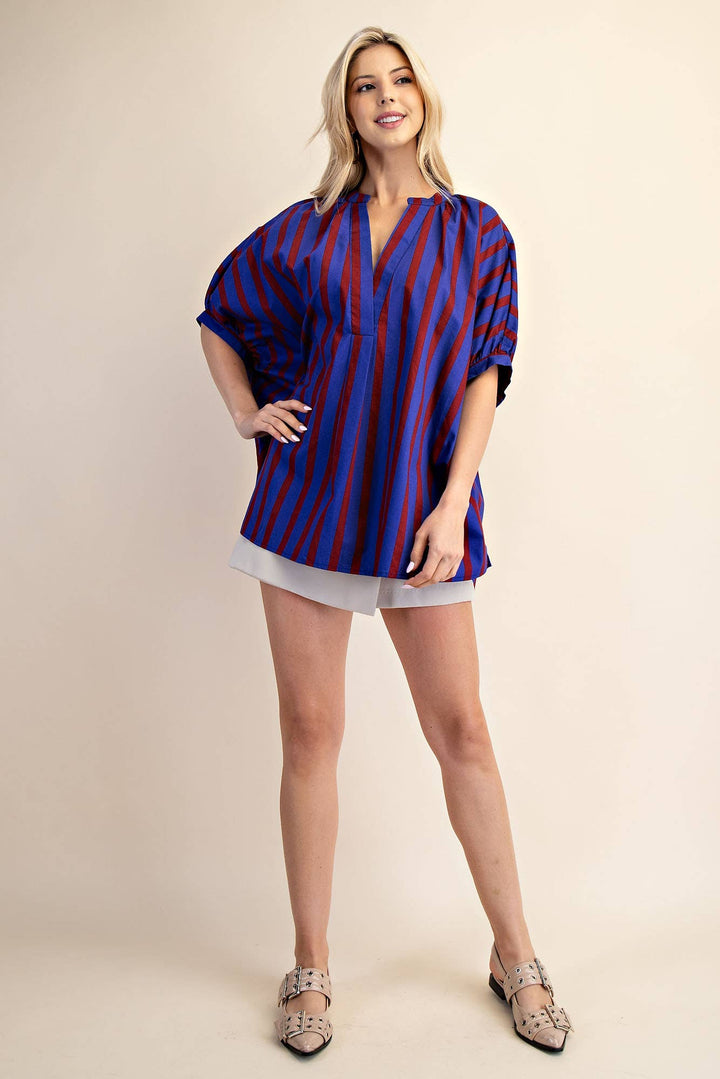 V-Neck Placket Oversized Top