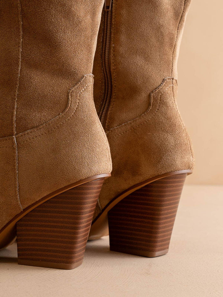 The Barcelona | Latte Knee High Western Boot
