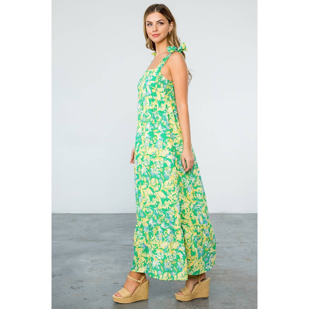 Floral Print Tiered Sleeveless Dress