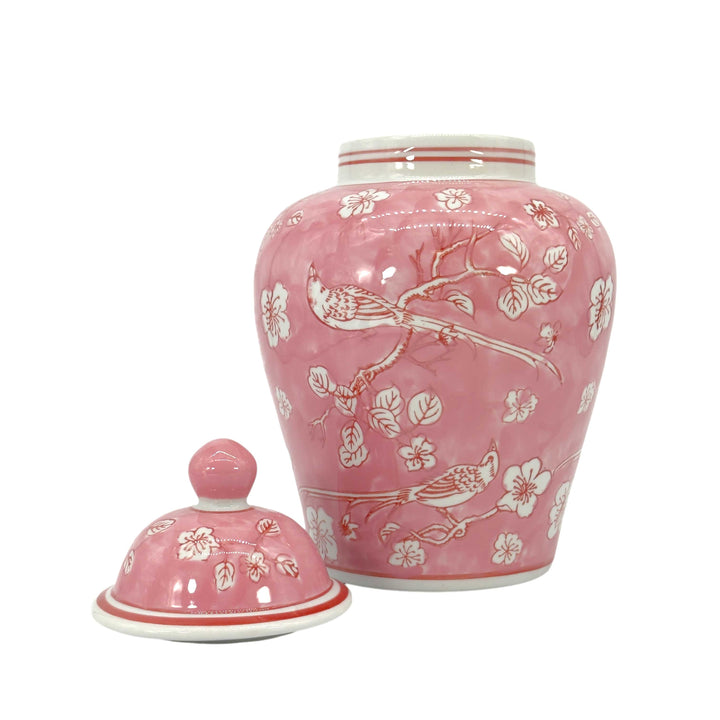 Floral Chinoiserie Ceramic Ginger Jar 12"