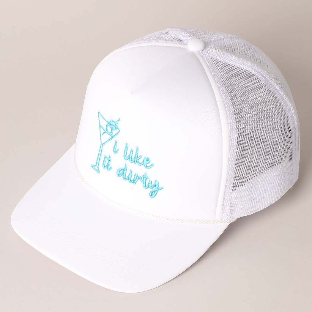 Cocktail Texts Embroidery Mesh Back Trucker Hat