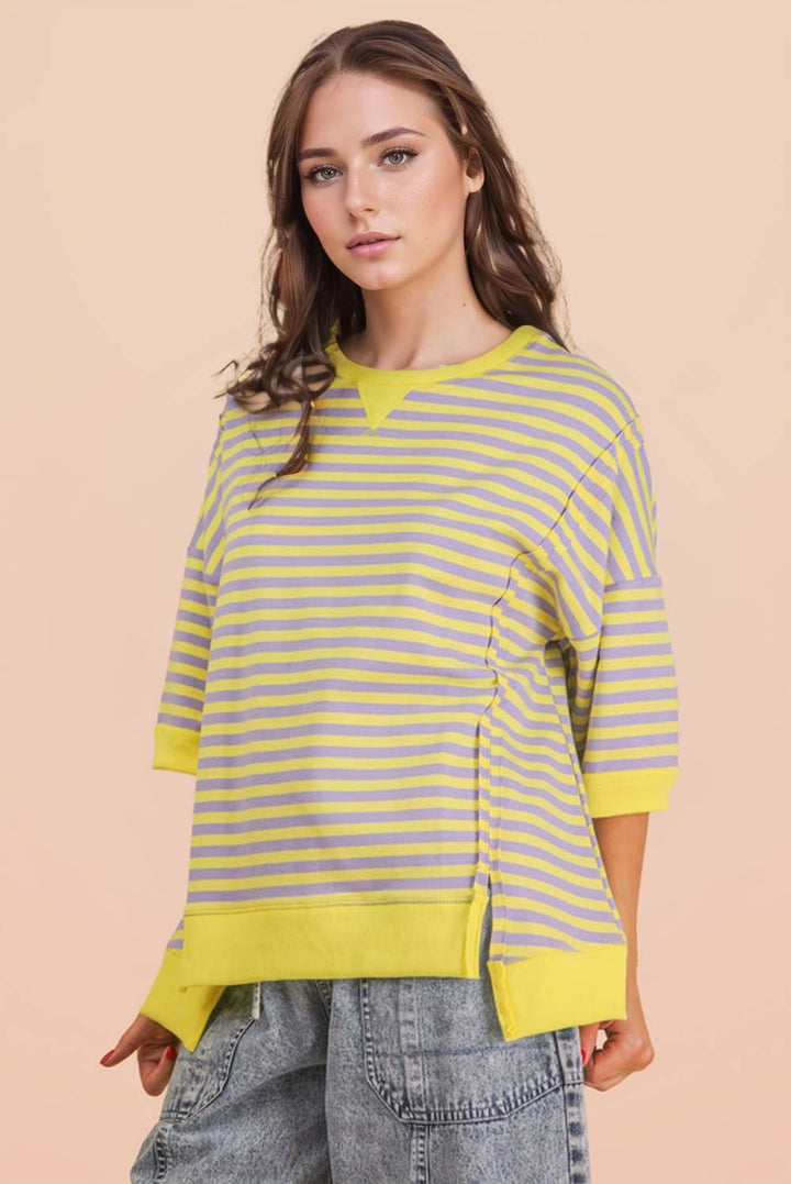 Striped Color Block Lounge Blue Cream Set