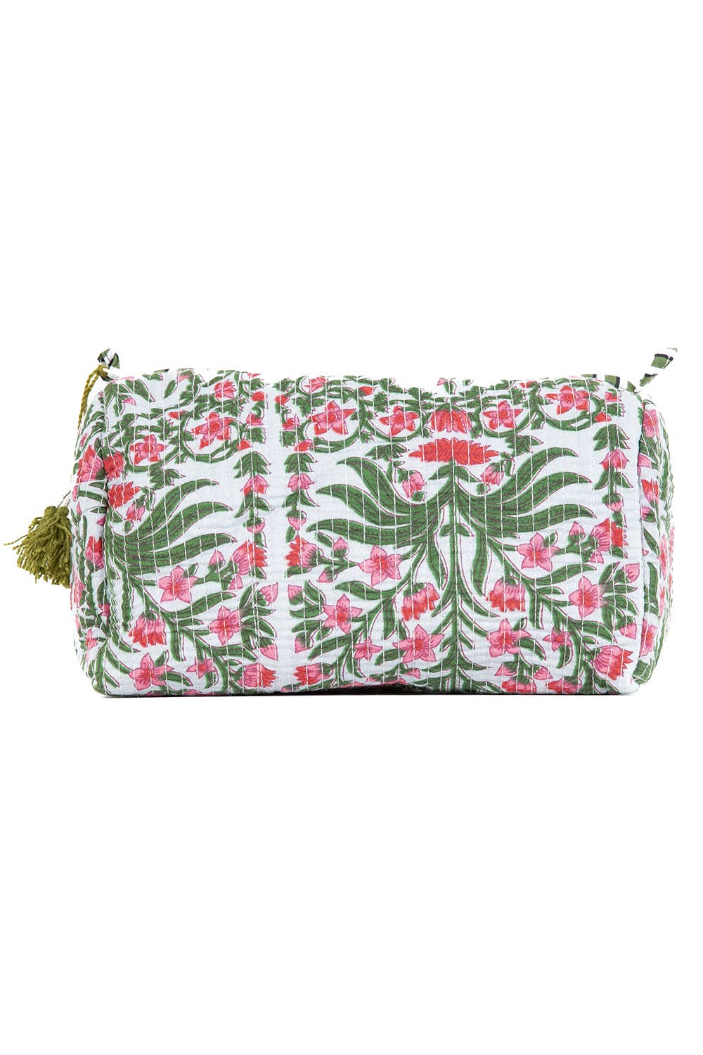 Black Floral print Quilted Cotton Toiletry Bag Set