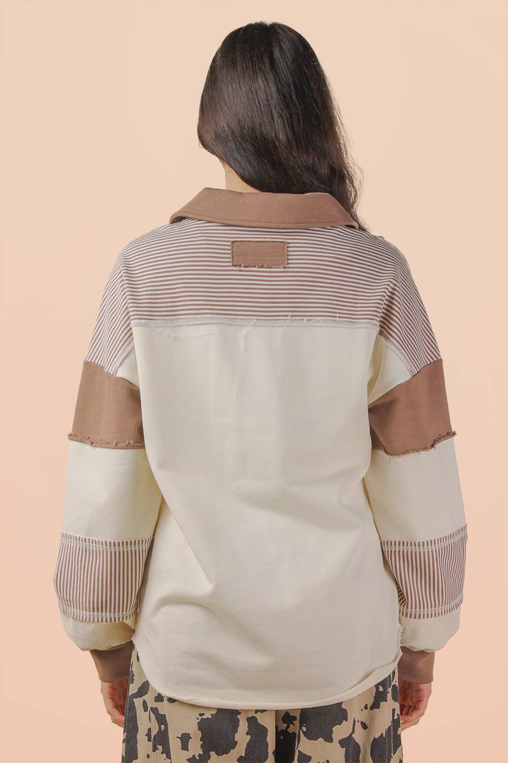 Very J Color Block Oversized Casual Knit Top