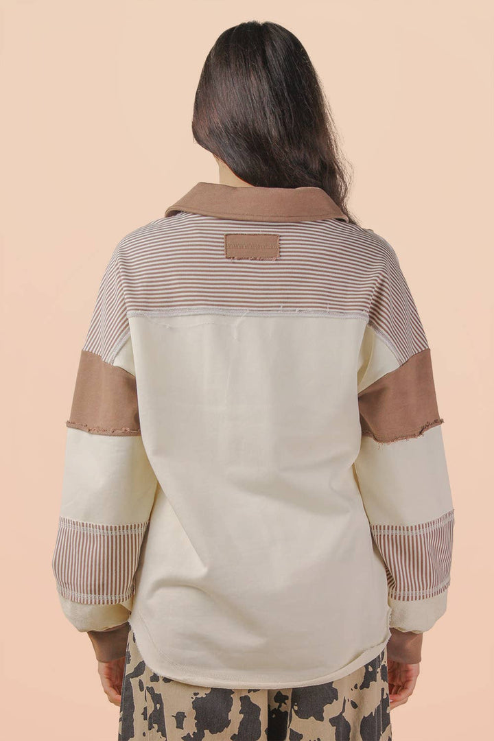 Very J Color Block Oversized Casual Knit Top