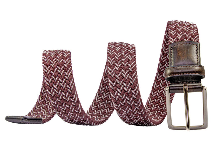 Braided Collegiate Maroon and Gray Stretch Belt