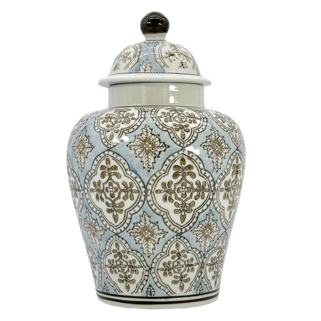 Floral Chinoiserie Ceramic Ginger Jar 12"