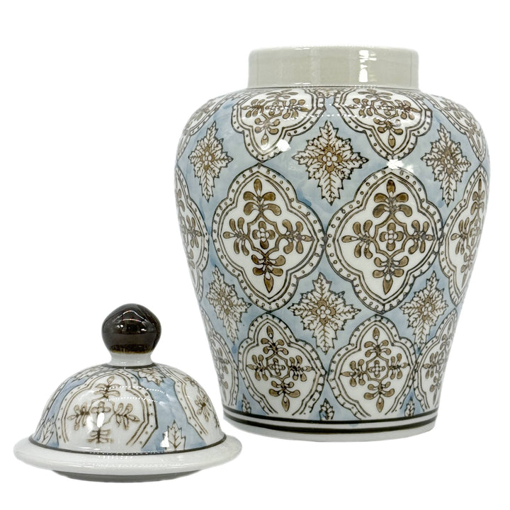 Floral Chinoiserie Ceramic Ginger Jar 12"