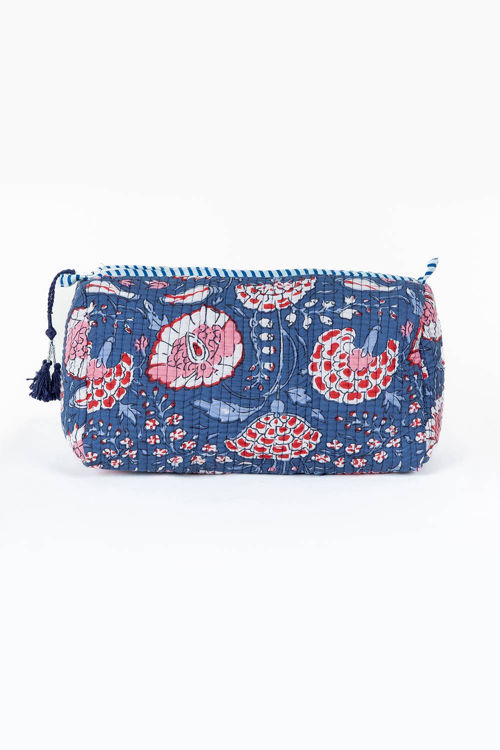 Blue Floral Quilted Toiletry Bag