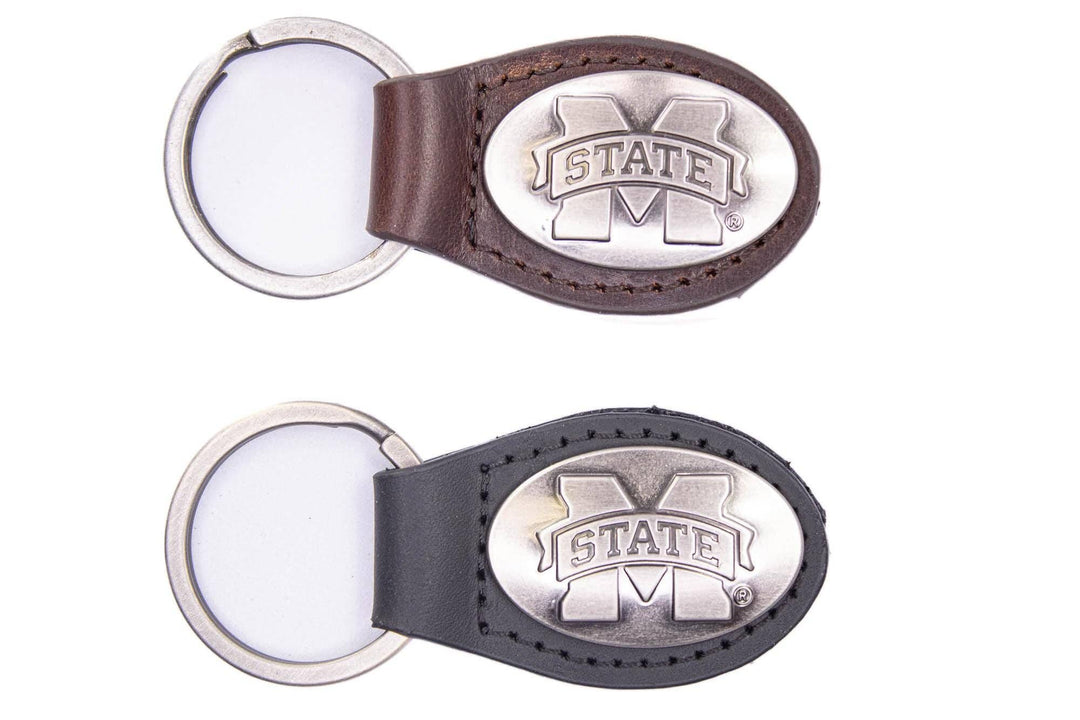 Mississippi State Bulldogs Oval Leather Key Fob