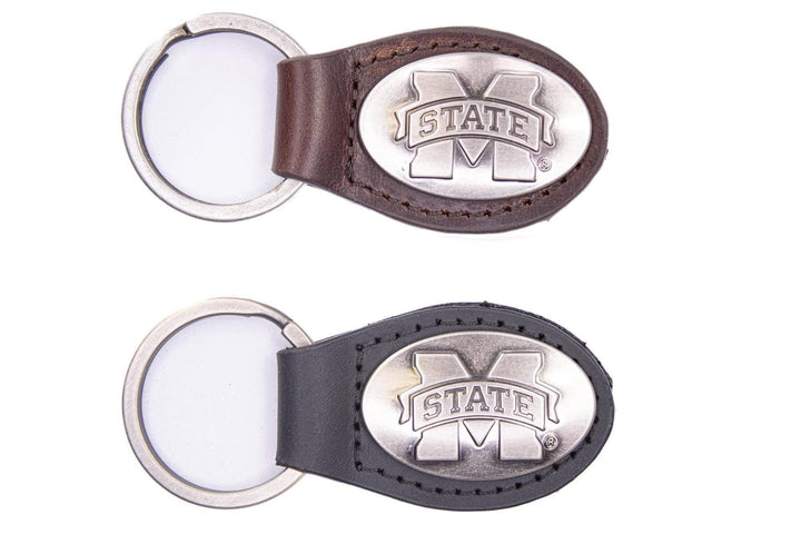 Mississippi State Bulldogs Oval Leather Key Fob