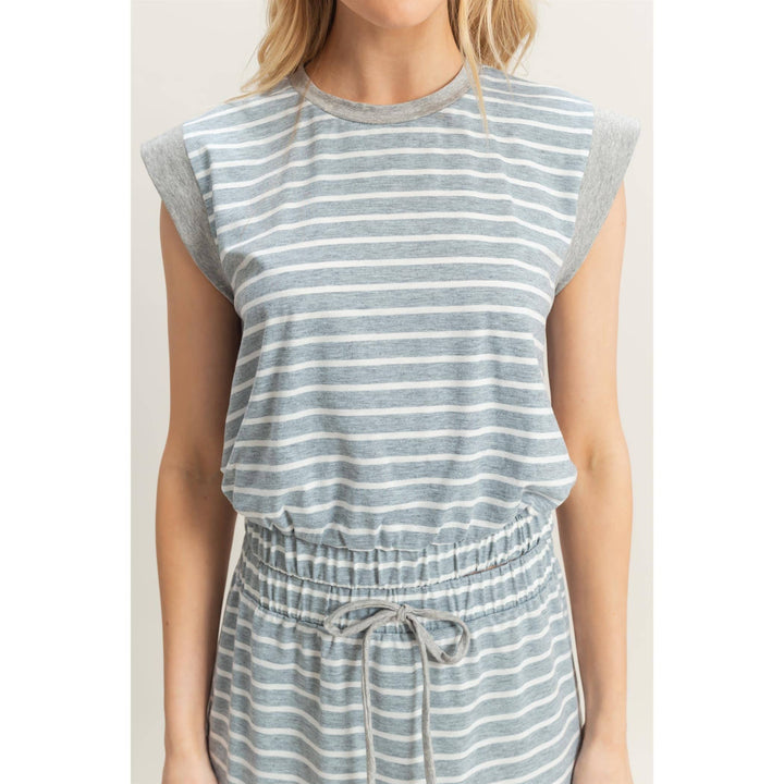 HF25C459-SET-Striped Top And Midi Skirt Knit Set