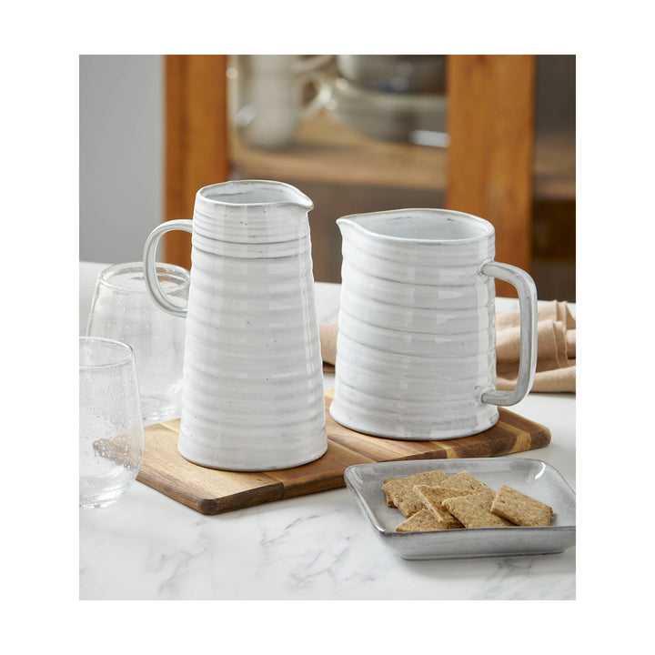 Farmhouse Tall Pitcher White Stoneware