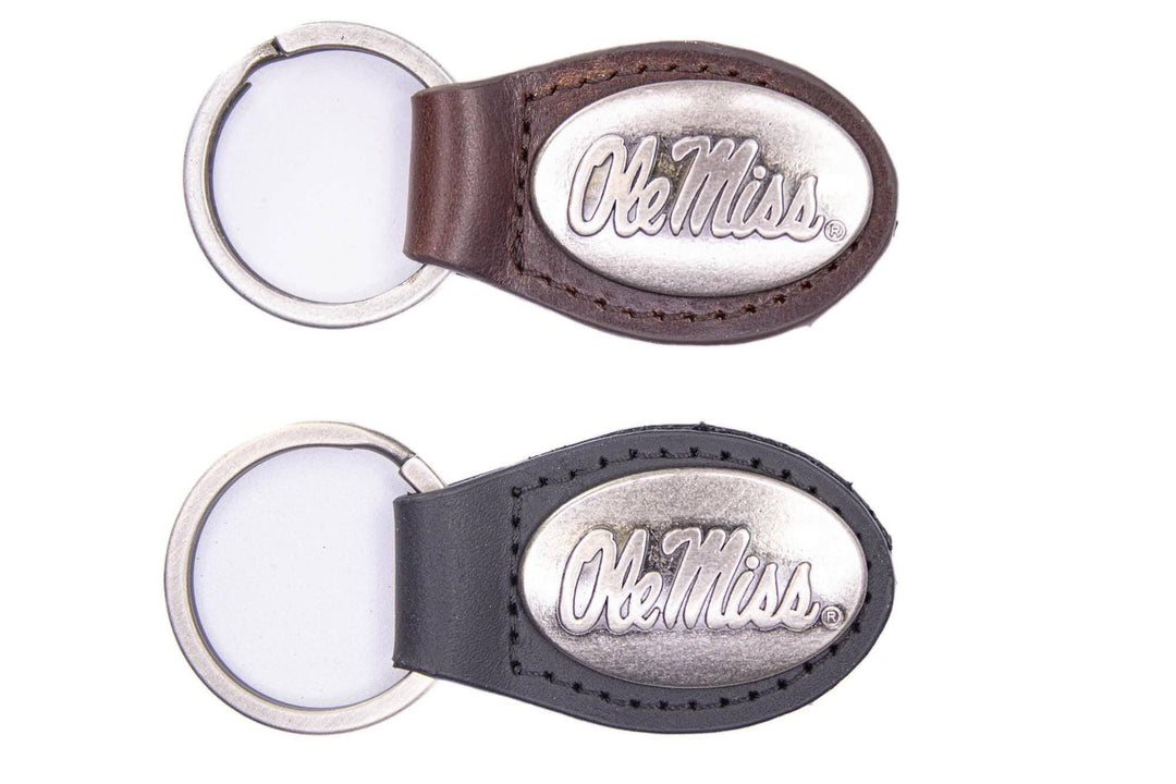 Ole Miss Rebels Oval Leather Key Fob