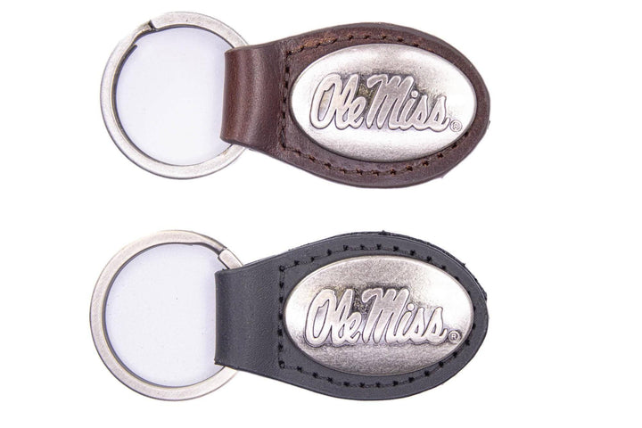 Ole Miss Rebels Oval Leather Key Fob