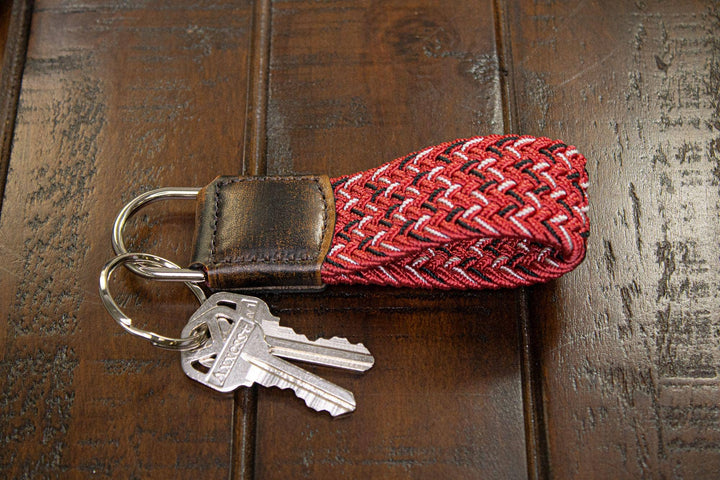 Braided Stretch Woven Red and Black Keychain