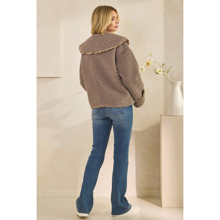 Texture Sherpa Peterpan Collar Short Jacket