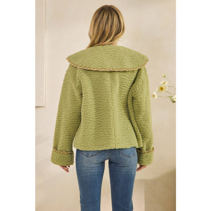 Texture Sherpa Peterpan Collar Short Jacket
