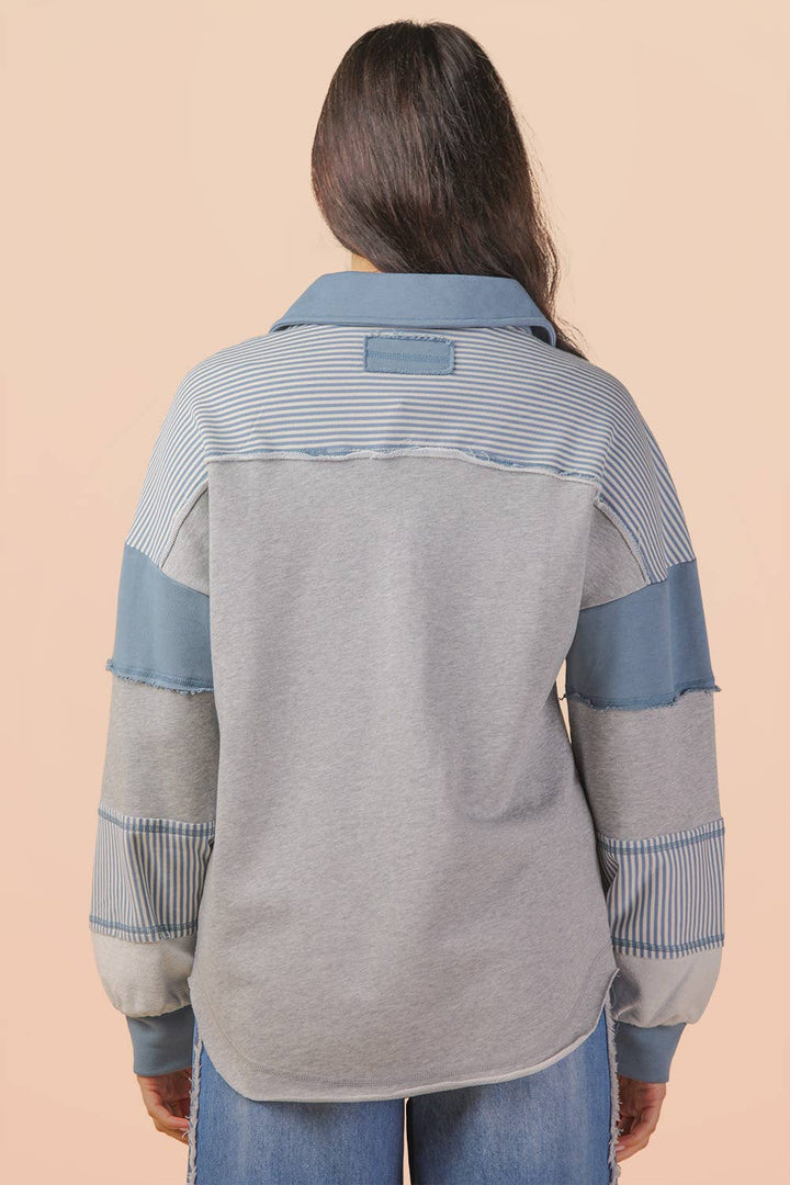 Very J Color Block Oversized Casual Knit Top