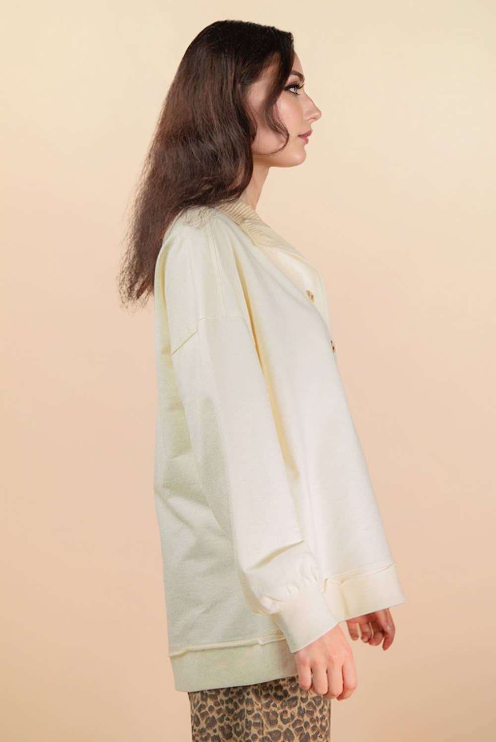 Very J Mock Neck Mineral Washed Knit Top