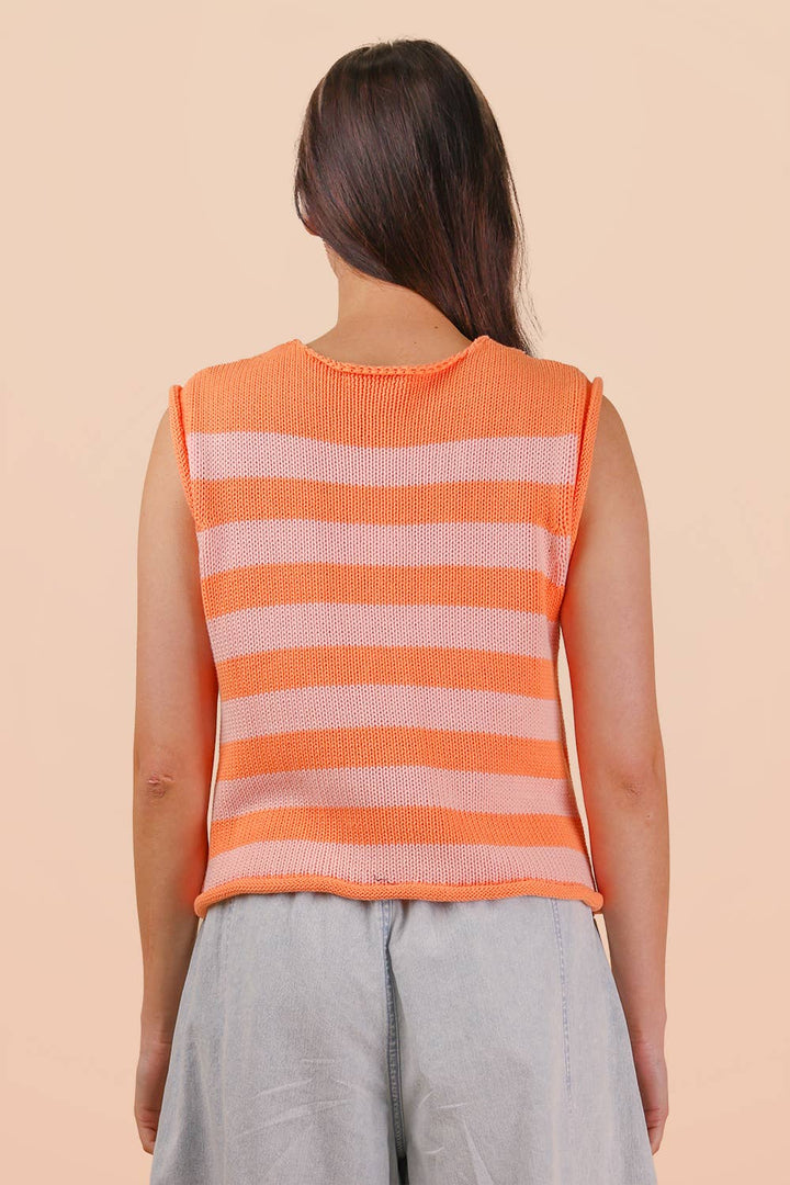 VJ Green Stripe Button Down Knit Sweater Top