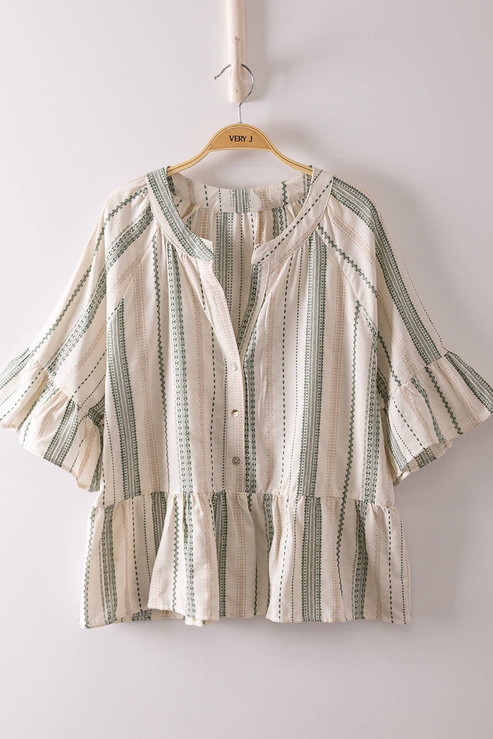 Striped Half Bell Sleeve Blouse Top
