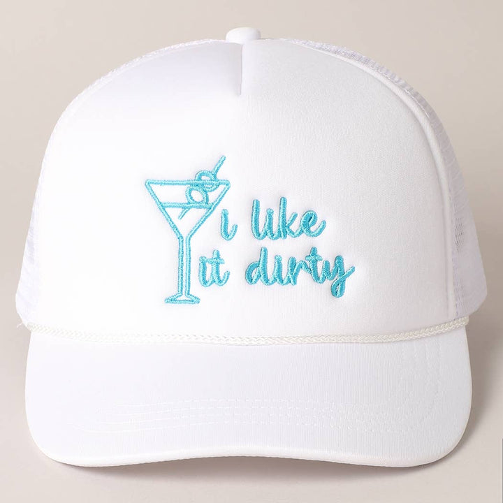 Cocktail Texts Embroidery Mesh Back Trucker Hat
