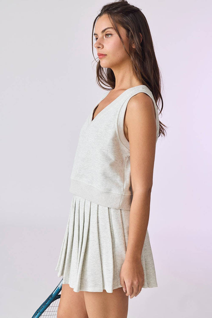 Serena Vest Top w/ Pleated Skirt Set