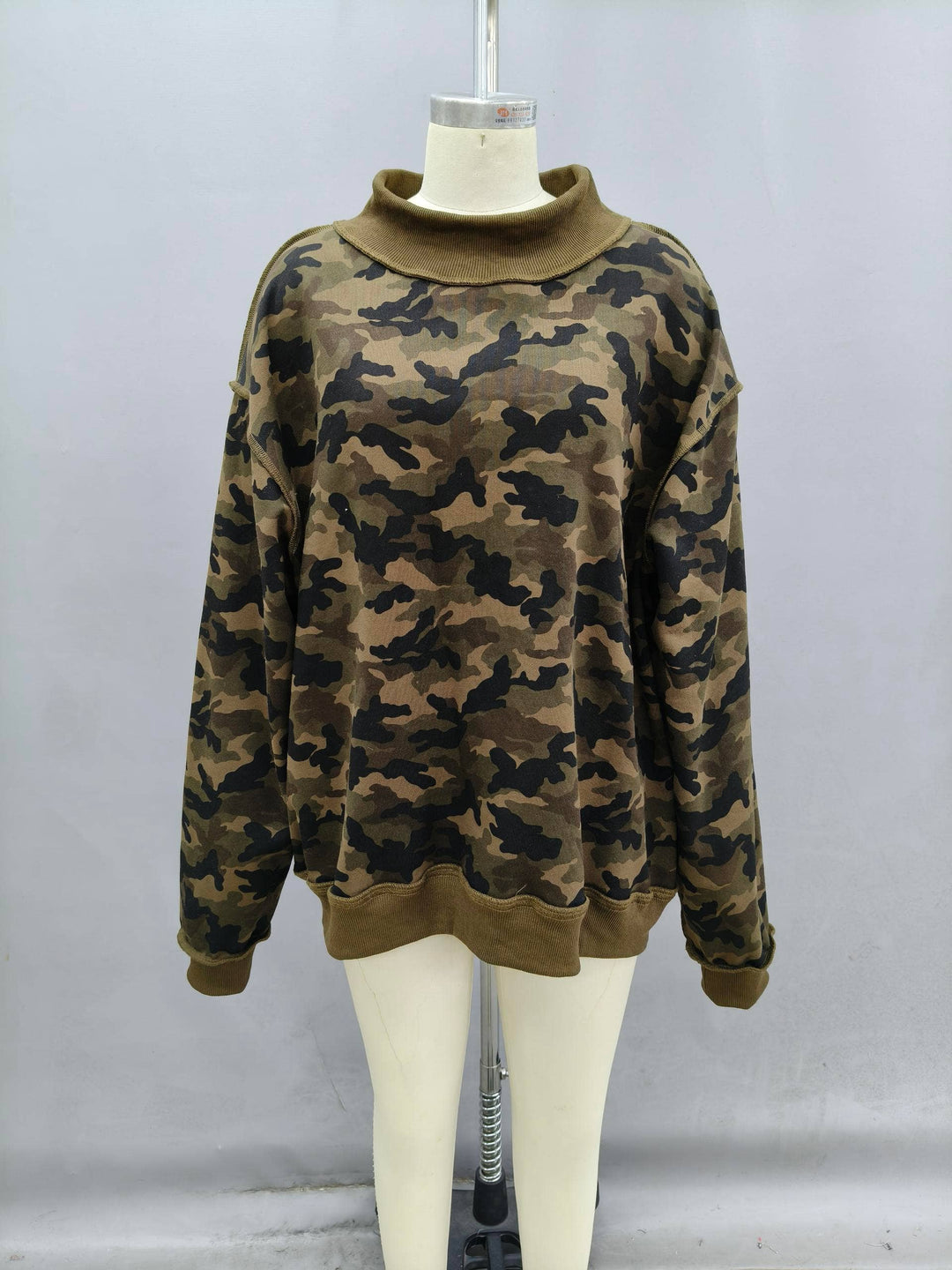 CAMO Mock Neck Camoflage Print Sweatshirt