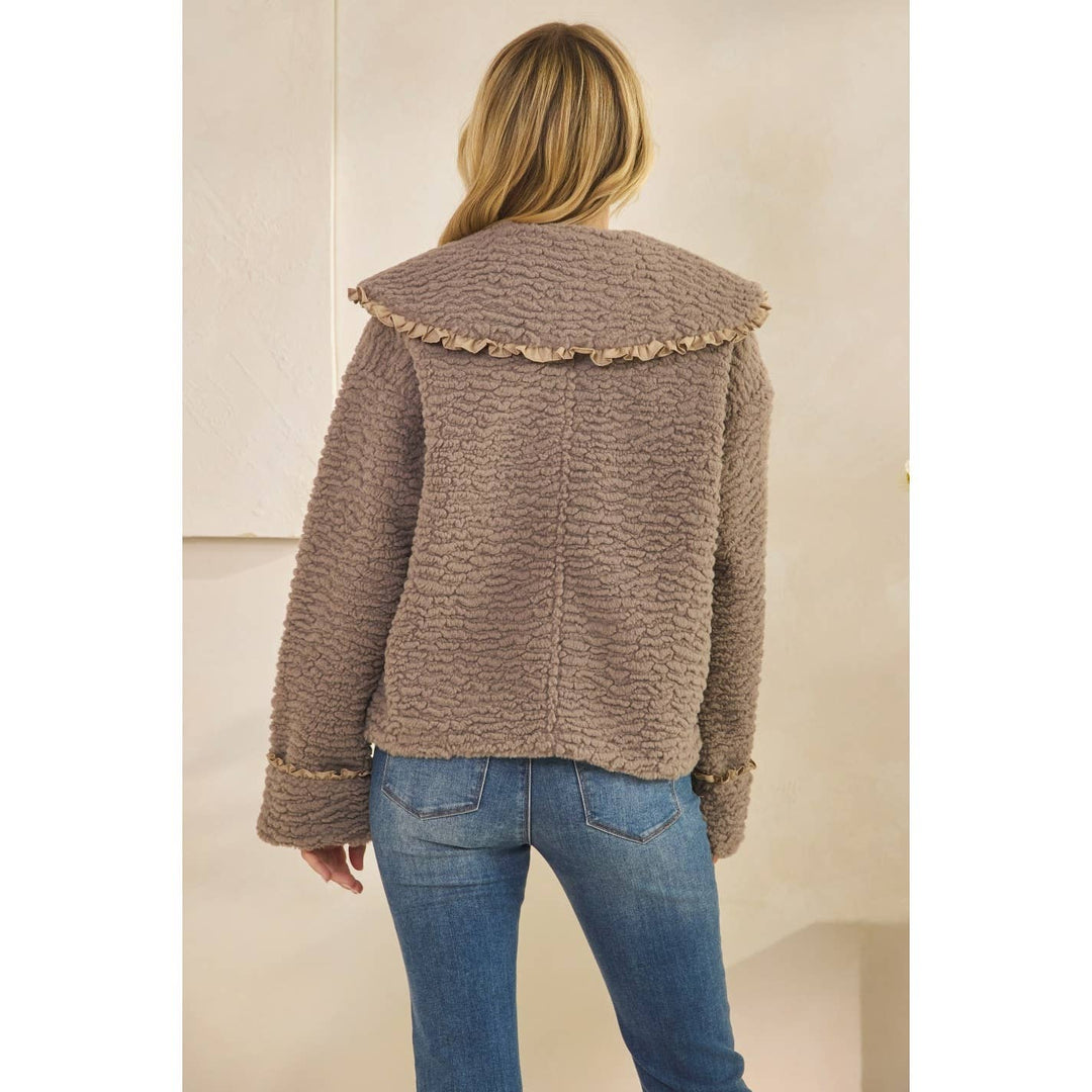 Texture Sherpa Peterpan Collar Short Jacket