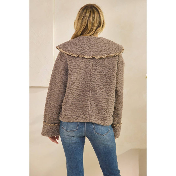 Texture Sherpa Peterpan Collar Short Jacket