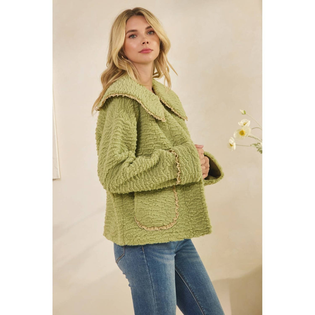 Texture Sherpa Peterpan Collar Short Jacket