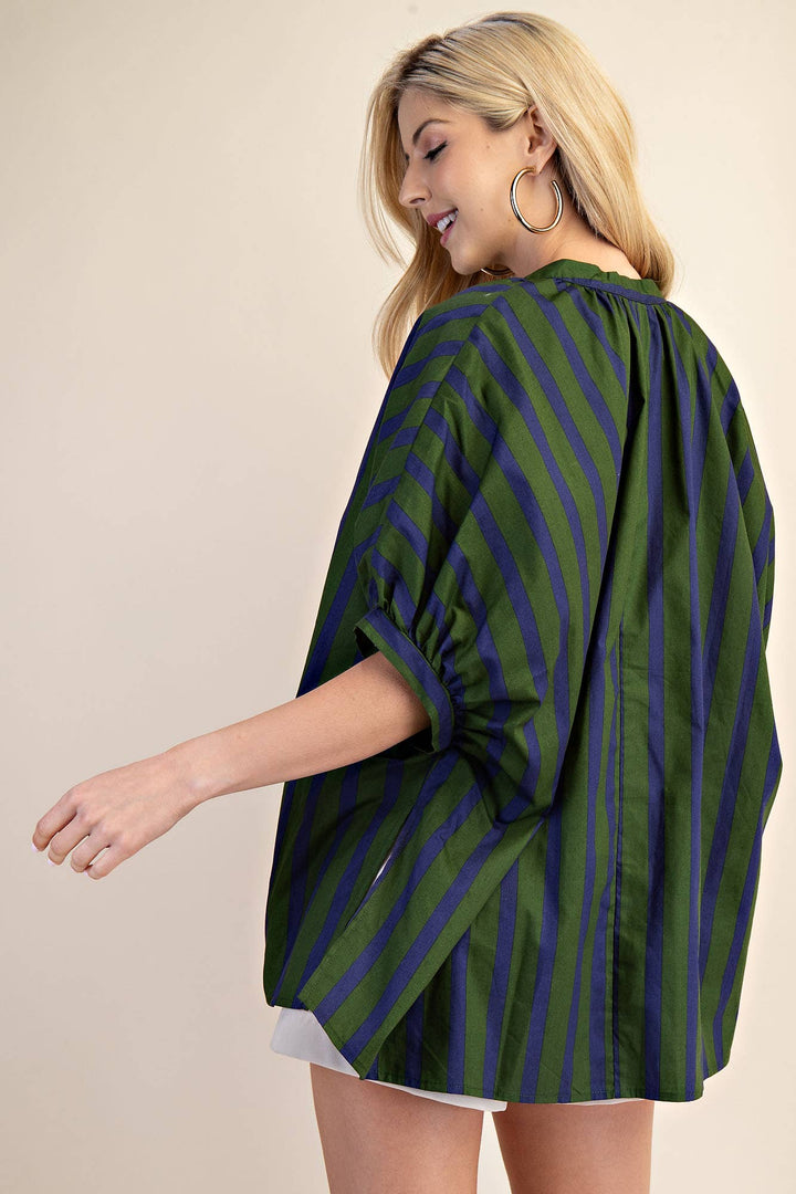 V-Neck Placket Oversized Top