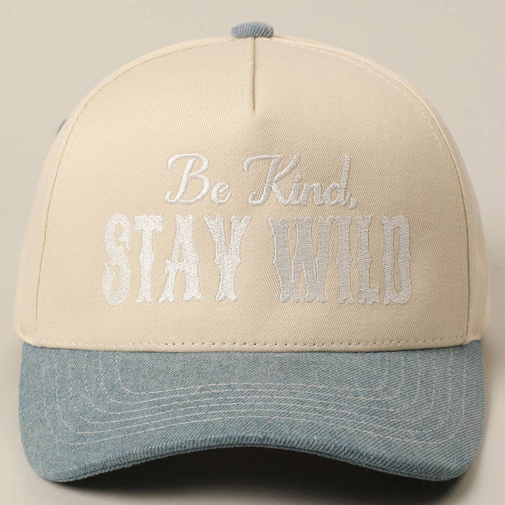 Be Kind Stay Wild Lettering Embroidery Trucker Hat
