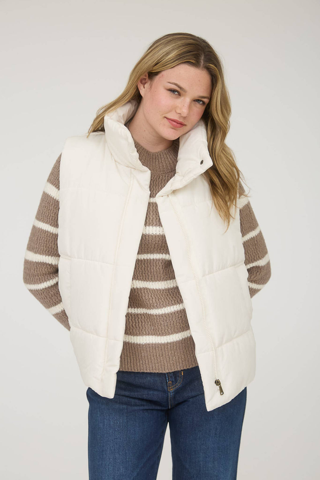 SOLID ZIP UP PUFFER VEST