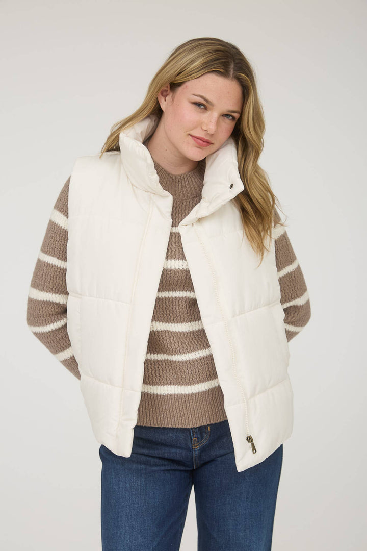 SOLID ZIP UP PUFFER VEST