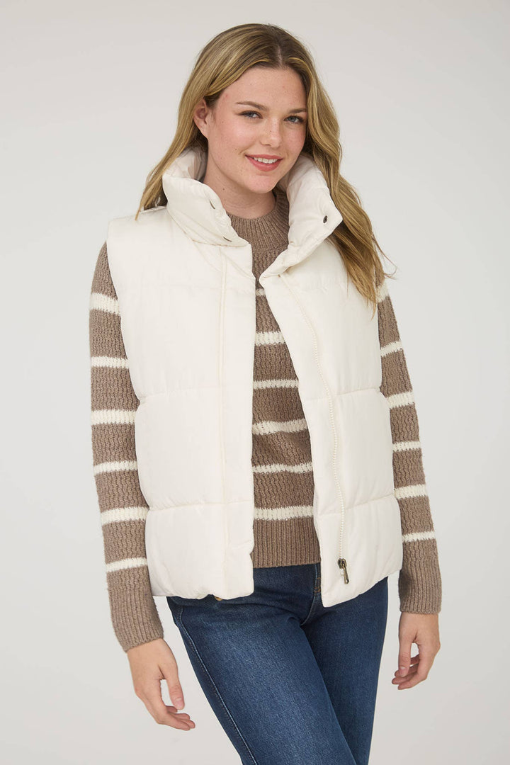 SOLID ZIP UP PUFFER VEST