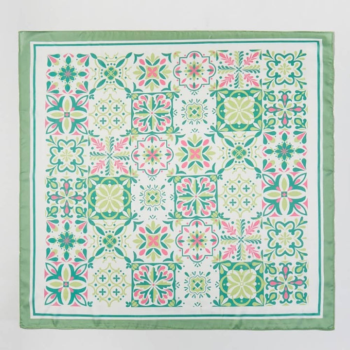 Mosaic Tiles Print Pink Square Bandana Scarf