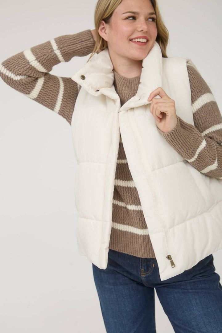 SOLID ZIP UP PUFFER VEST
