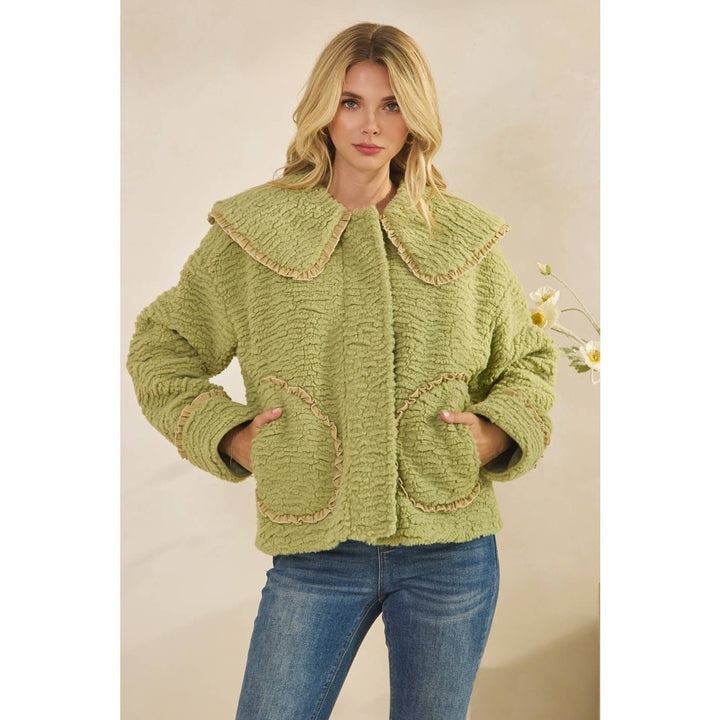 Texture Sherpa Peterpan Collar Short Jacket