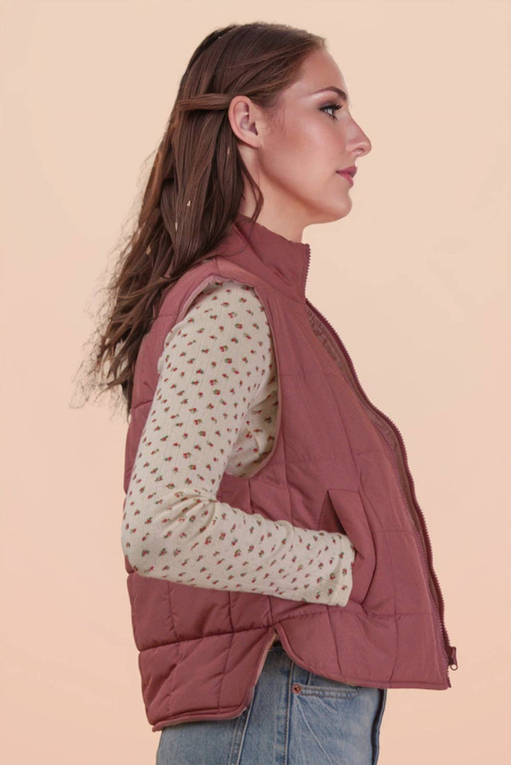 NJ90282-Solid & Leopard Puffer Padded Warm Vest