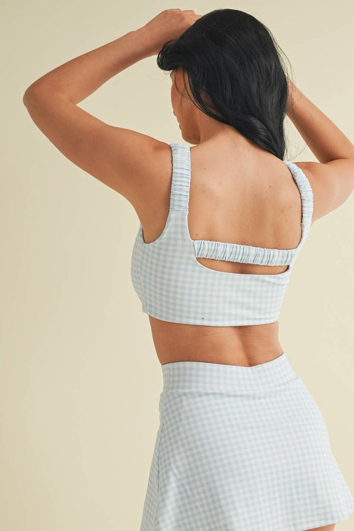 Gingham Print Ruched Bra Top