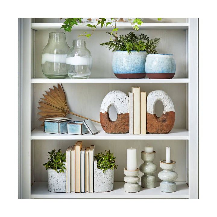 Linea Taper/Tealight Holder Md Taupe Stoneware Summer