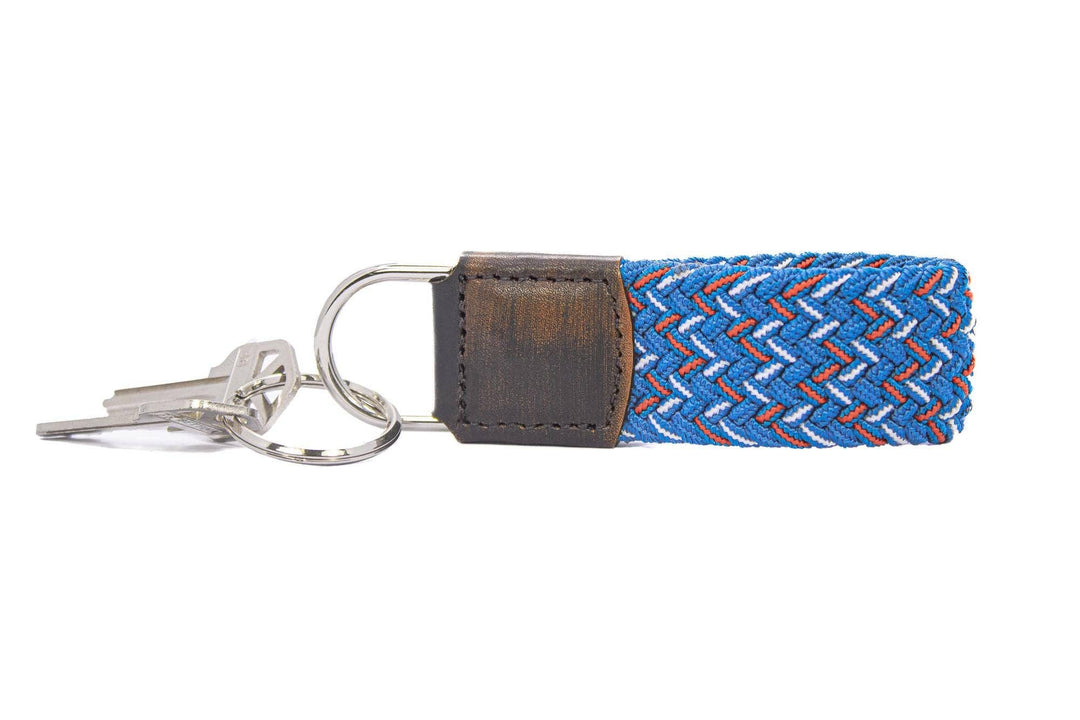 Braided Stretch Woven Blue and Red Keychain