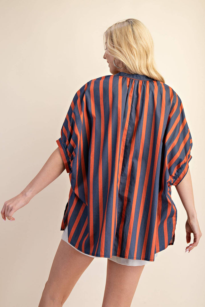 V-Neck Placket Oversized Top