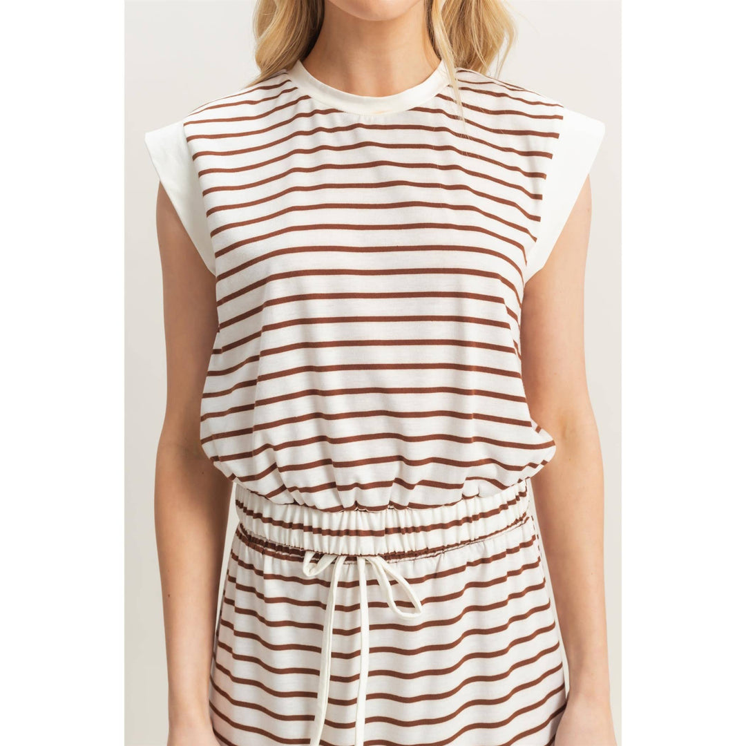 HF25C459-SET-Striped Top And Midi Skirt Knit Set