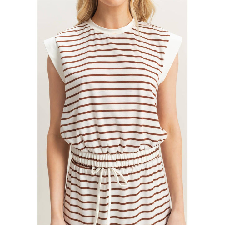HF25C459-SET-Striped Top And Midi Skirt Knit Set