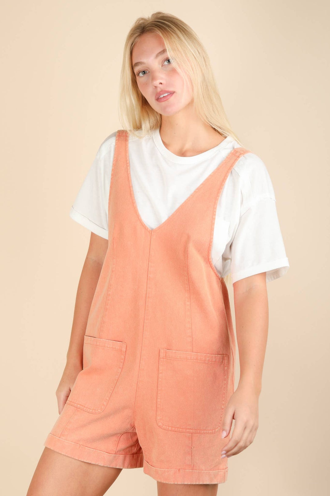 NP70785-Washed Denim Casual Romper