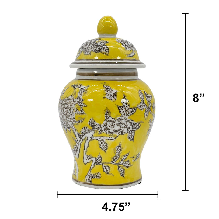 Small Chinoiserie Ceramic Decorative Tea & Ginger Jar 8"